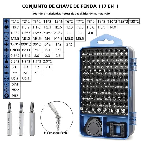 Imagem de Conjunto de Chaves de Fenda Magnéticas de Precisão 115 em 1 - Kit de Ferramentas de Reparo (Hex e Torx)