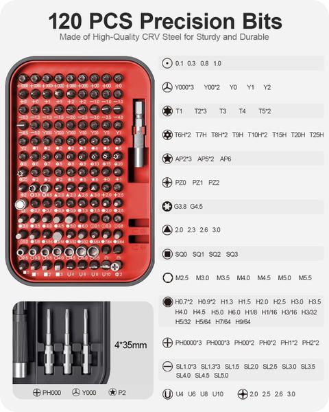 Imagem de Conjunto de chaves de fenda RARTOP Precision 130 em 1 com caixa de ferramentas - vermelho