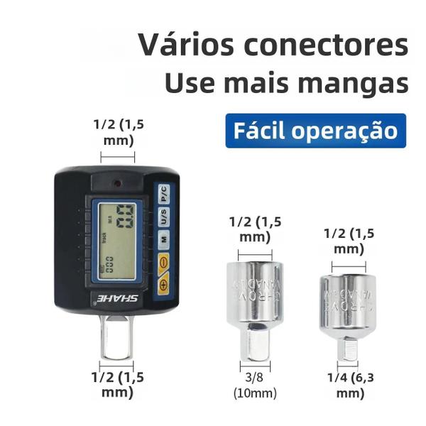 Imagem de Conjunto de Chaves de Torque Digital 1/4", 3/8" e 1/2" - Ferramentas Manuais para Reparo de Carro