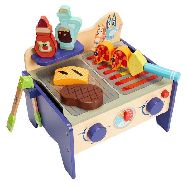 Imagem de Conjunto de churrasco e salada de madeira Playset Bluey, 33 peças para crianças a partir de 3 anos