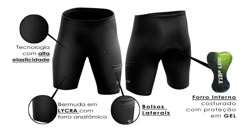 Imagem de Conjunto de Ciclismo Camisa e Bermuda C/ Proteção UV + Capacete de Ciclismo C/ Luz Led + Óculos Esportivo Espelhado + Par de Manguitos + Bandana