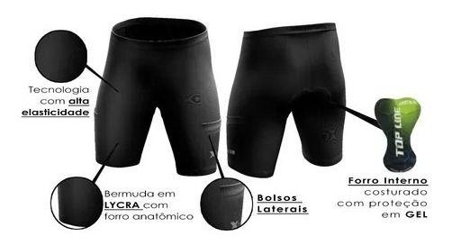 Imagem de Conjunto de Ciclismo Camisa e Bermuda C/ Proteção UV + Óculos Esportivo Espelhado + Par de Manguitos