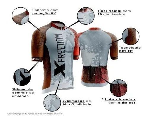 Imagem de Conjunto de Ciclismo Camisa e Bermuda C/ Proteção UV + Óculos Esportivo Espelhado + Par de Manguitos