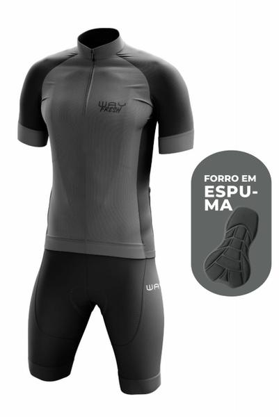 Imagem de Conjunto de Ciclismo Masculino- Camisa Way Fresh Cinza e Bermuda Espuma 