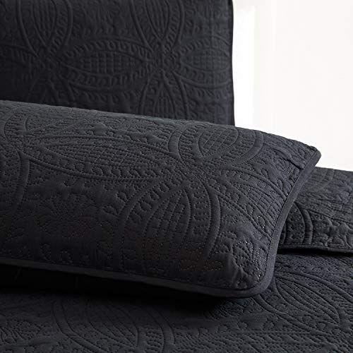 Imagem de Conjunto de colchas Mellanni Full/Queen Black, 3 peças