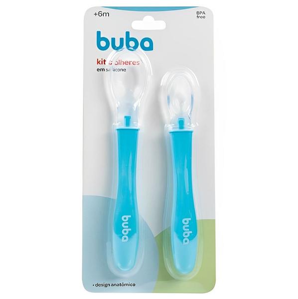 Conjunto De Colheres Em Silicone Azul 11824 - Buba Imagem de Conjunto De Colheres Em Silicone Azul 11824 - Buba