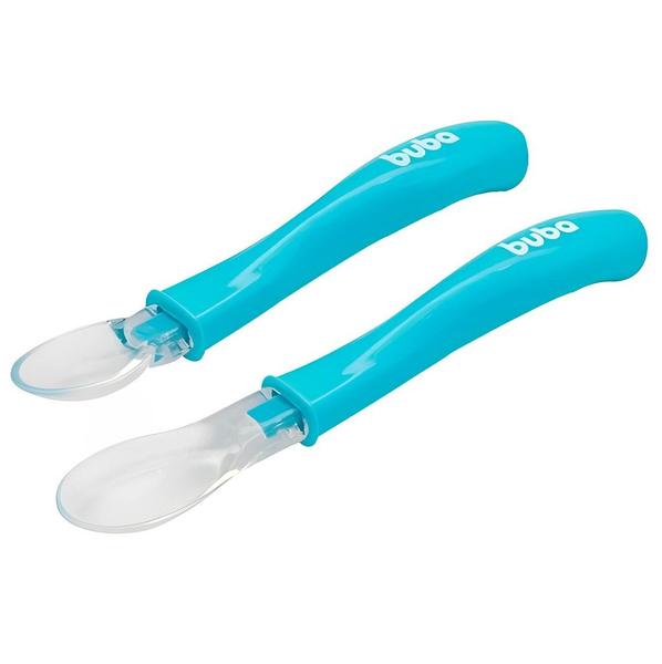 Conjunto De Colheres Em Silicone Azul 11824 - Buba Imagem de Conjunto De Colheres Em Silicone Azul 11824 - Buba
