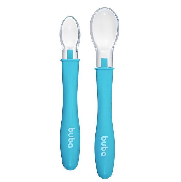 Conjunto De Colheres Em Silicone Azul 11824 - Buba Imagem de Conjunto De Colheres Em Silicone Azul 11824 - Buba