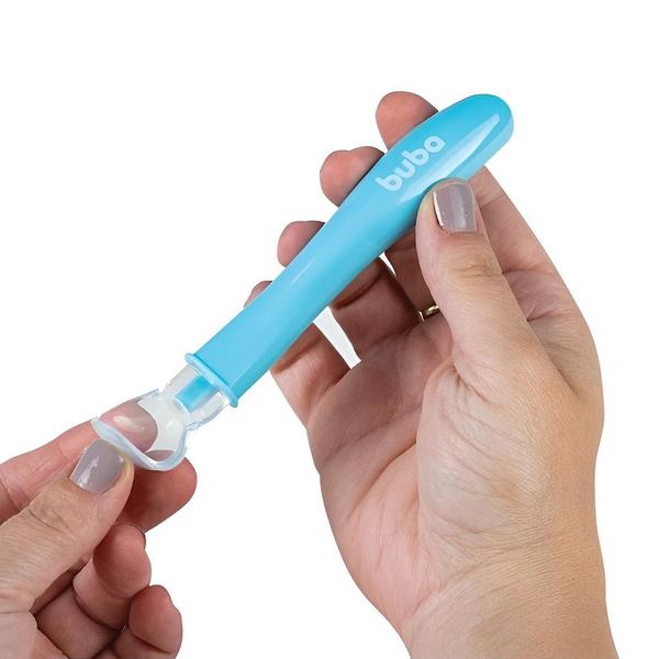 Conjunto De Colheres Em Silicone Azul 11824 - Buba Imagem de Conjunto De Colheres Em Silicone Azul 11824 - Buba