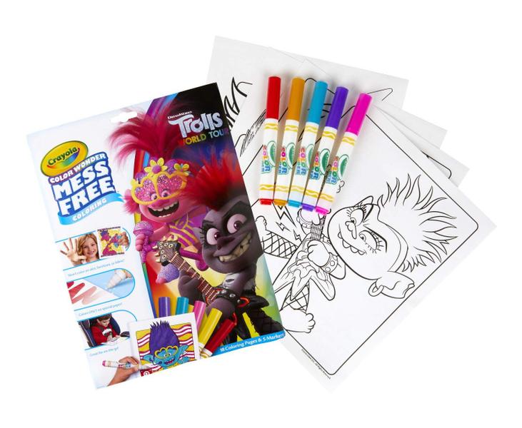 Imagem de Conjunto de colorir Crayola Trolls 2 Color Wonder com 18 páginas