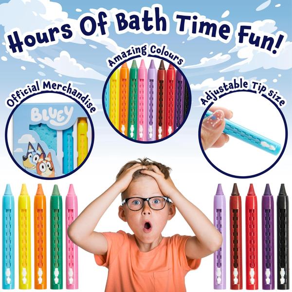 Conjunto de colorir de água Bath Toys Bluey para crianças com 10 lápis de cor Imagem de Conjunto de colorir de água Bath Toys Bluey para crianças com 10 lápis de cor