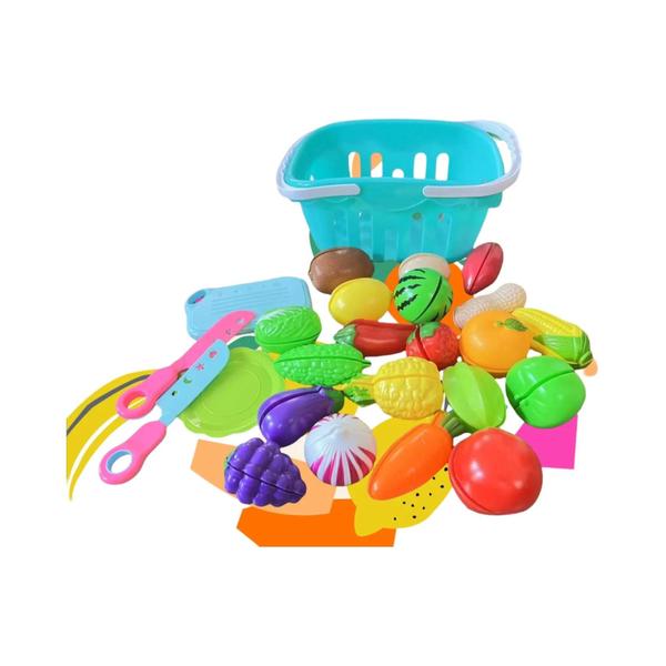 Imagem de Conjunto De Comida De Cozinha Infantil 25 Peças DIY Brinquedo Musical De Corte De Frutas Para