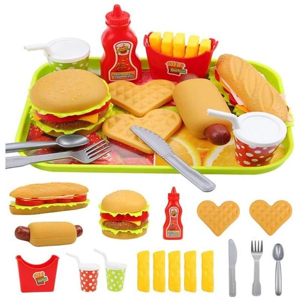 Imagem de Conjunto de Comida de Faz de Conta com 18 Peças - Brinquedo Infantil