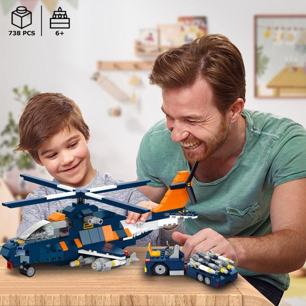 Imagem de Conjunto de construção: avião de caça a jato 3 em 1 HOGOKIDS, 738 unidades, mais de 8 anos