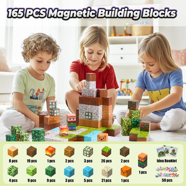 Imagem de Conjunto de construção de cabanas Magnetic Blocks VigorFun Forest para crianças de 3 anos ou mais