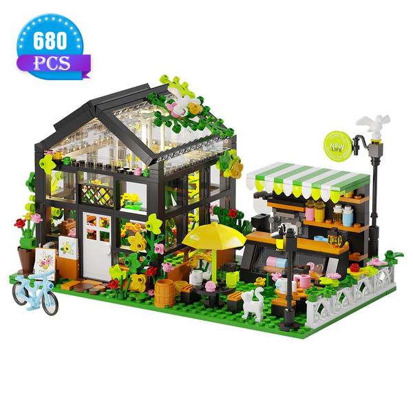 Imagem de Conjunto de construção Flower House com LED City Street 680 unidades Girl 8-12