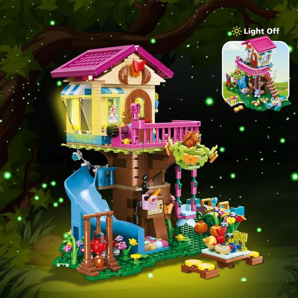 Imagem de Conjunto de construção HOGOKIDS Tree House com luz LED 622 unidades para maiores de 6 anos