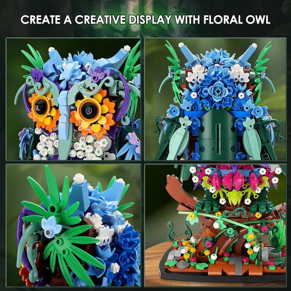 Conjunto de construção Jojo & Peach Floral Owl Toy 1193 peças para maiores de 8 anos - JOJO&Peach Imagem de Conjunto de construção Jojo & Peach Floral Owl Toy 1193 peças para maiores de 8 anos