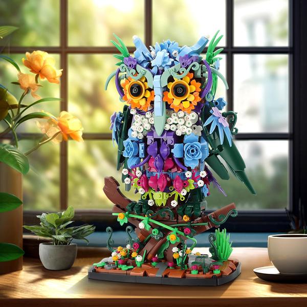 Conjunto de construção Jojo & Peach Floral Owl Toy 1193 peças para maiores de 8 anos - JOJO&Peach Imagem de Conjunto de construção Jojo & Peach Floral Owl Toy 1193 peças para maiores de 8 anos