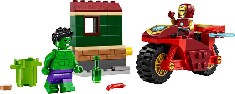 Imagem de Conjunto de construção LEGO Marvel Iron Man com bicicleta e o Hulk