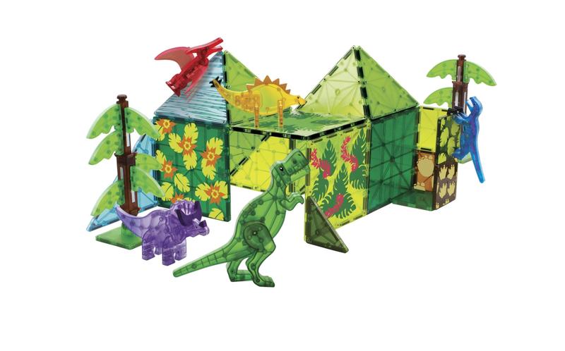 Imagem de Conjunto de construção MAGNA-TILES Dino World XL 50 peças com 6 dinossauros