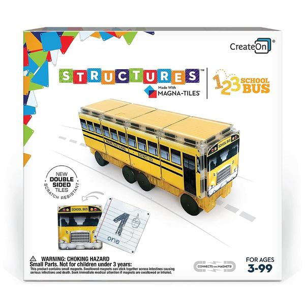 Imagem de Conjunto de construção magnético CreateOn Magna-Tiles 123 School Bus