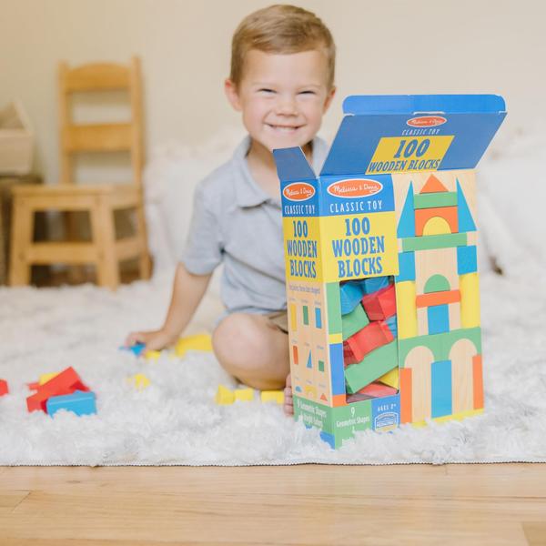 Imagem de Conjunto de construção Melissa & Doug 100 blocos 4 cores 9 formas