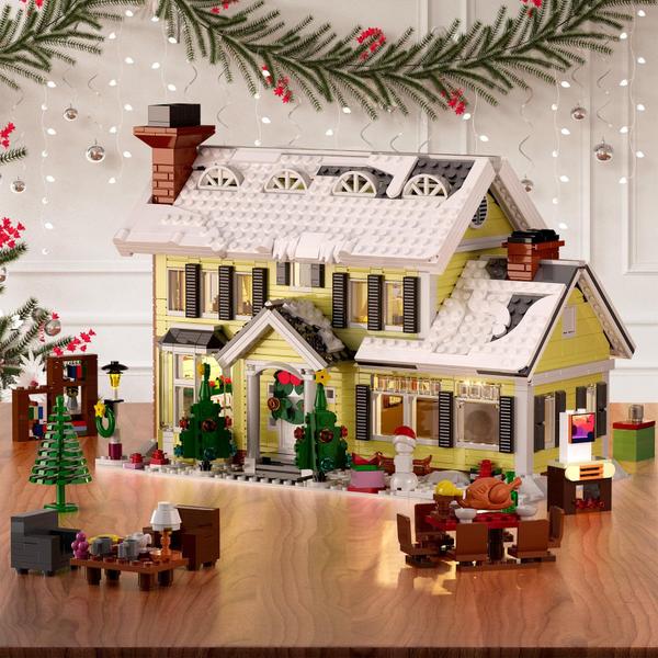 Conjunto de construção MYFUNTOY Christmas Griswold Holiday House 1156 unidades Imagem de Conjunto de construção MYFUNTOY Christmas Griswold Holiday House 1156 unidades