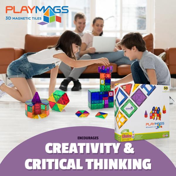 Imagem de Conjunto de construção Playmags Magnetic Tiles 56 unidades com Car Kids 3+