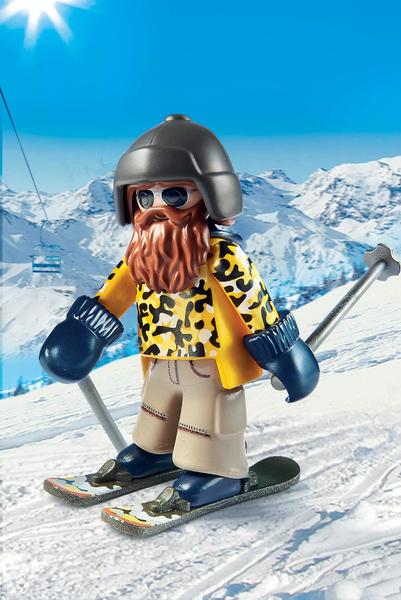 Imagem de Conjunto de construção Playmobil Skier com bastões para crianças de 4 a 10 anos