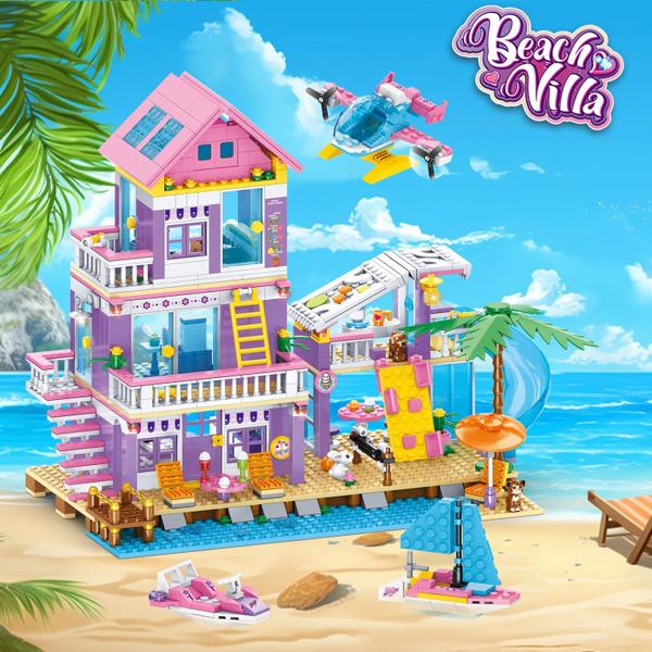 Imagem de Conjunto de construção WINGIFT Seaside Beach Villa com helicóptero 6-12+