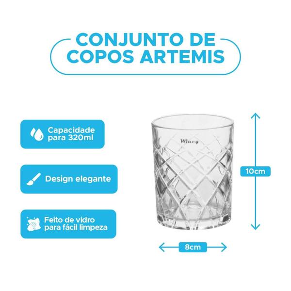 Imagem de Conjunto De Copos Artemis Transparente 320Ml 6 Peças