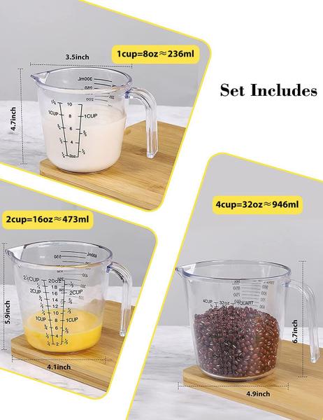 Imagem de Conjunto de copos de medição BINGBING Liquid 3 Kitchen BPA Free Plastic