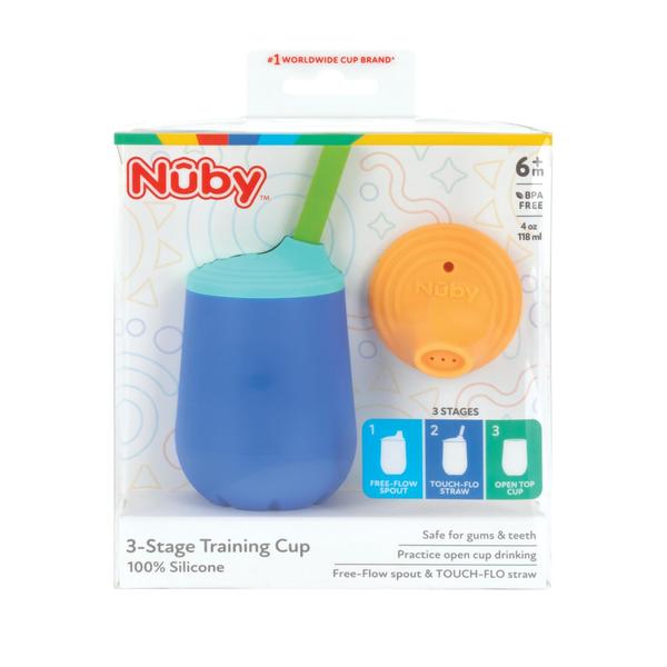 Imagem de Conjunto de copos de treinamento Nuby, copo de silicone com canudo de bico de 118 ml