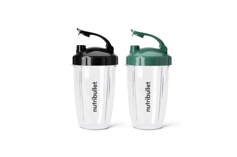 Imagem de Conjunto de copos nutribullet 700mL To-Go com tampas flip-top pretas e verdes