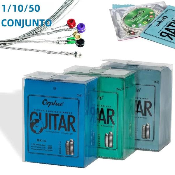 Imagem de Conjunto de Cordas para Guitarra Elétrica - 6 Cordas em Aço Carbono (10-50) - Ideal para Iniciantes