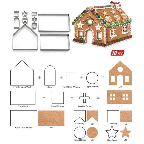 Imagem de Conjunto de cortadores de biscoitos Wokex 3D Gingerbread House 10 peças