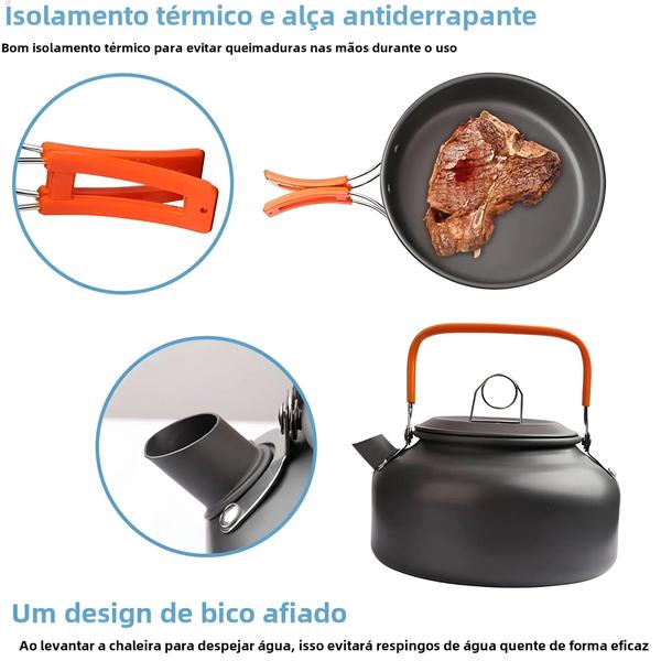 Imagem de Conjunto de Cozinha de Acampamento Antiaderente para Piquenique e Viagens