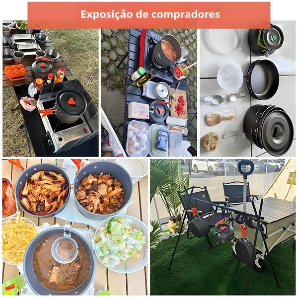 Imagem de Conjunto De Cozinha De Acampamento Antiaderente, Talheres De Viagem, Conjunto De Piquenique Ao Ar