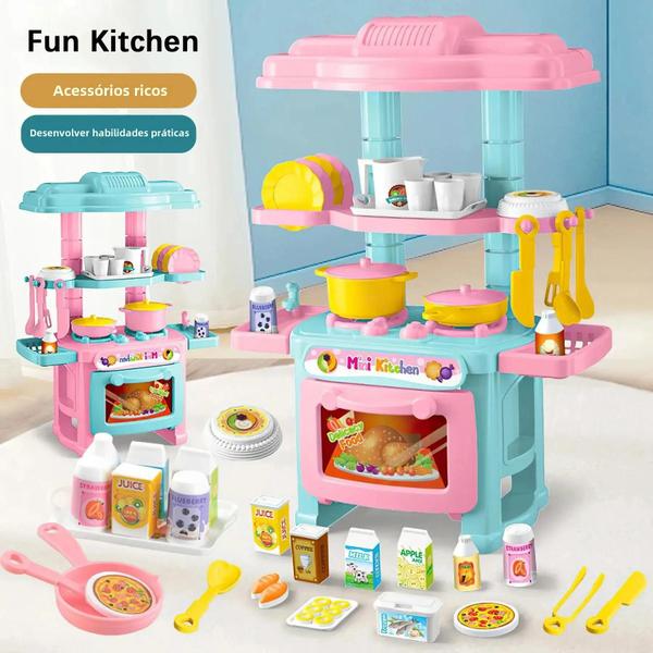 Imagem de Conjunto de Cozinha de Faz de Conta com 48 Peças - Brinquedo Infantil