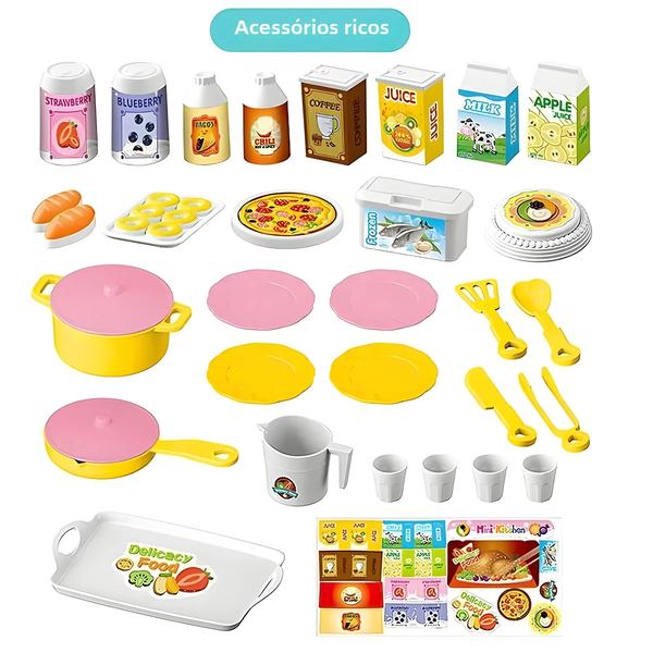 Imagem de Conjunto de Cozinha de Faz de Conta com 48 Peças - Brinquedo Infantil