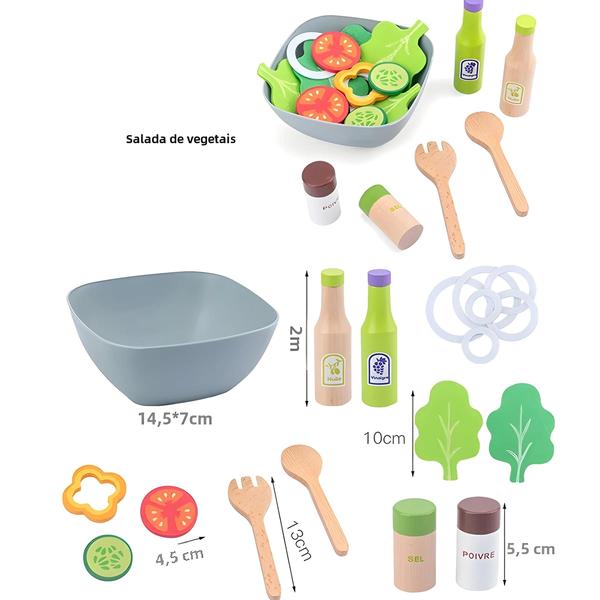 Conjunto de Cozinha de Madeira para Meninas - Brinquedo Educativo para Brincar de Fazer Comida Imagem de Conjunto de Cozinha de Madeira para Meninas - Brinquedo Educativo para Brincar de Fazer Comida