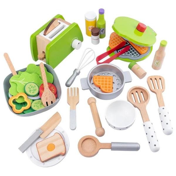 Conjunto de Cozinha de Madeira para Meninas - Brinquedo Educativo para Brincar de Fazer Comida Imagem de Conjunto de Cozinha de Madeira para Meninas - Brinquedo Educativo para Brincar de Fazer Comida