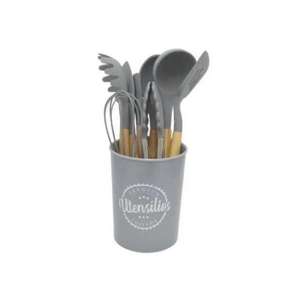 Imagem de Conjunto De Cozinha Utensílios De Silicone 9 Peças - Cinza