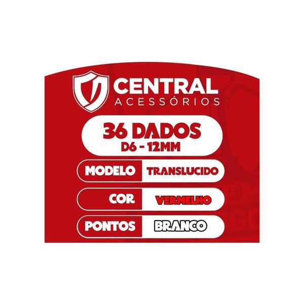 Imagem de Conjunto de Dados Central Dices D6 Vermelho Melancia  Branco