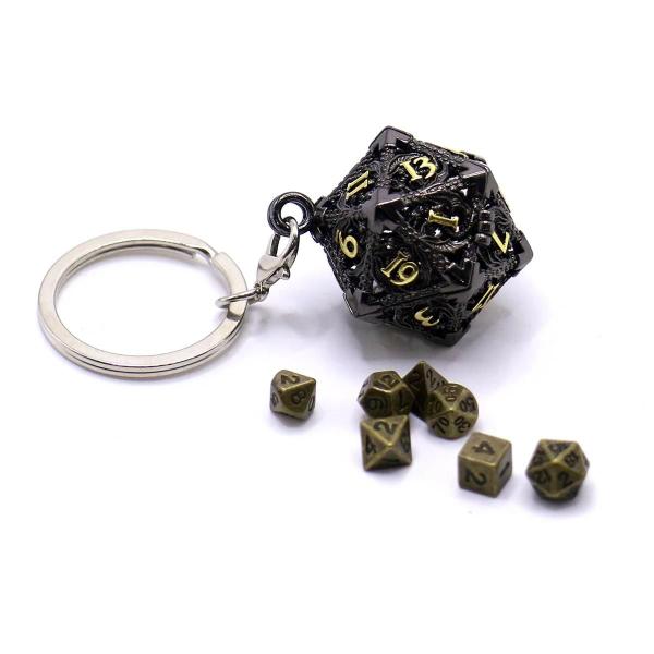 Imagem de Conjunto de Dados de Metal D20 com Manchas de Sangue - Kit de Jogo de 7 Peças