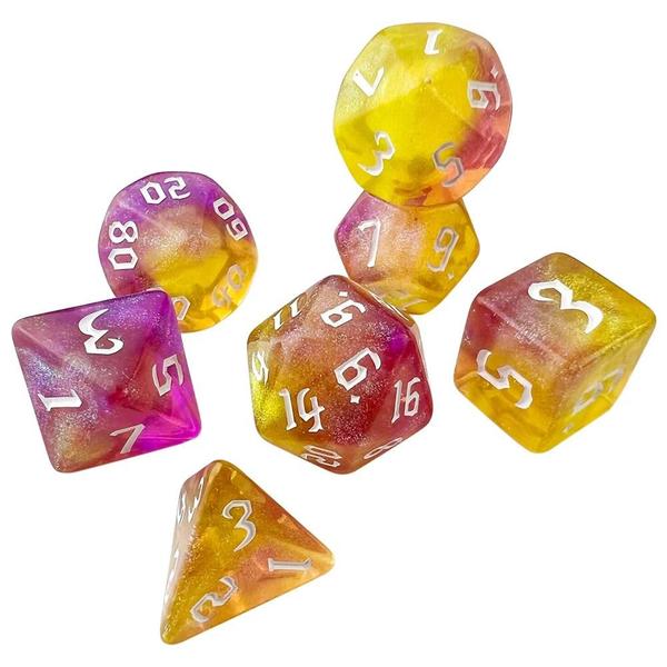 Imagem de Conjunto De Dados DND De Fonte Retrô Multicolorida Para Entretenimento De Lembrança De Jogos De