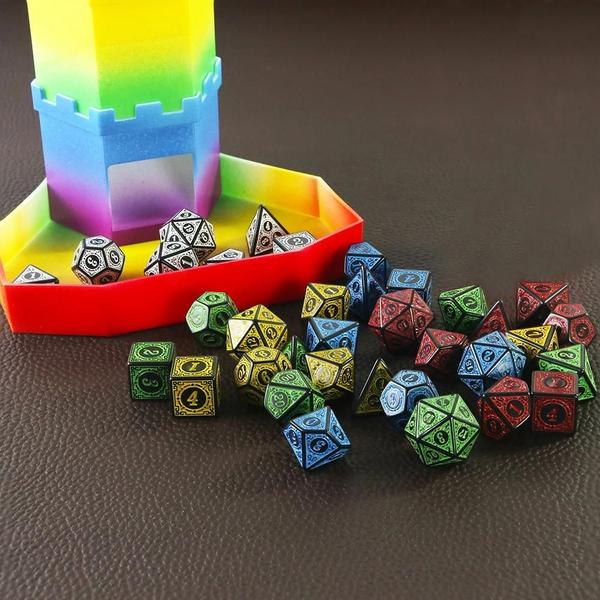 Imagem de Conjunto de Dados Poliedricos 7 Peças (D4, D6, D8, D10, D12, D20) para RPG