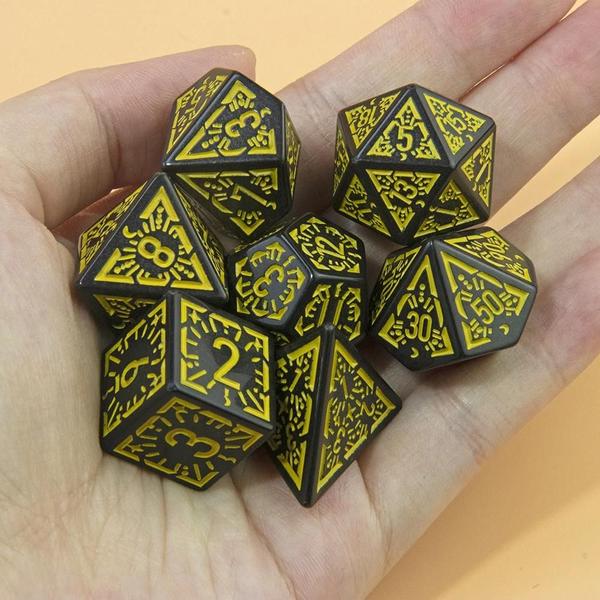 Imagem de Conjunto de Dados Poliedricos RPG (7 Unidades) - Padrão DND para Jogos de Mesa