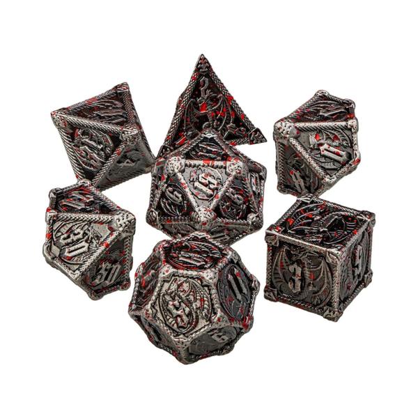 Imagem de Conjunto de Dados RPG D&D Poliédricos de Metal - D20, D12, D10, D8, D6